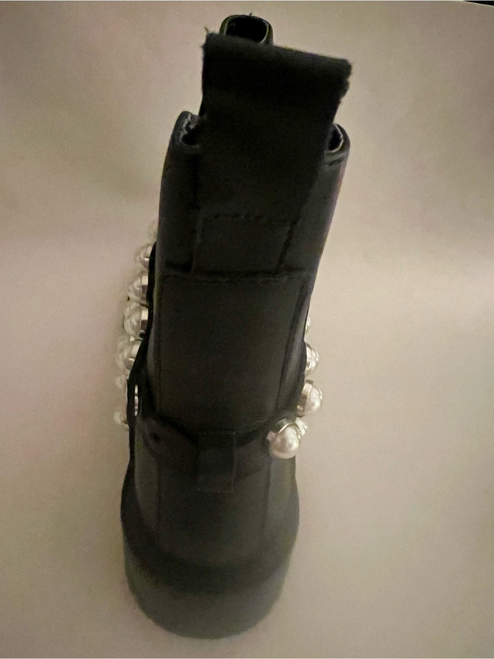 Zara Black Ankle Boots with Faux Pearl Accents , Size 8 (EU 39) - Picture 8 of 9